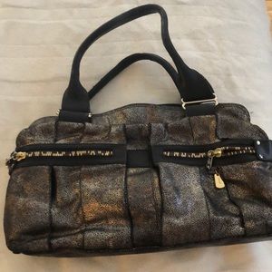 Metallic see by chloe satchel/shoulder bag in black and gold